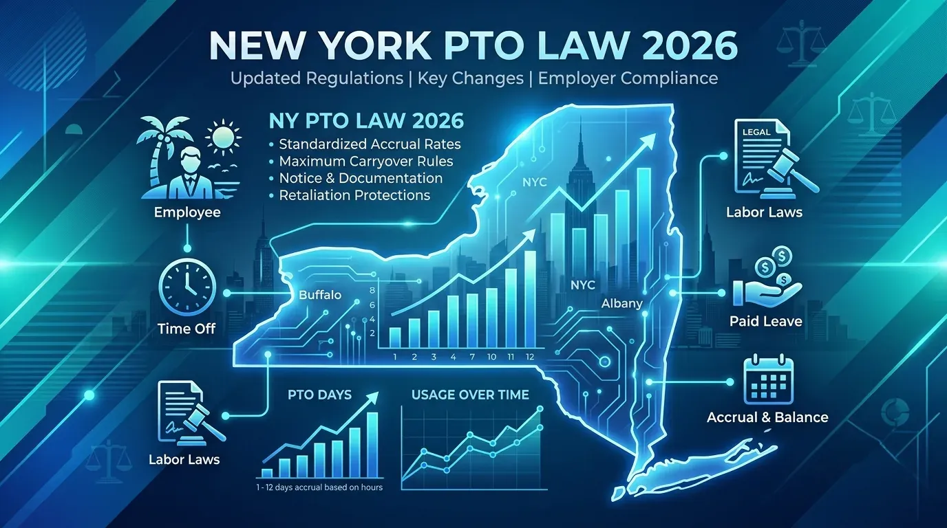 New York PTO payout law guide explaining NYS Department of Labor rules, handbook provisions, and wage codes.